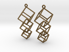 Dangling Cubes Earrings in Natural Bronze (Interlocking Parts)