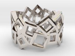 Scatter Squares Ring in Rhodium Plated Brass: 4.5 / 47.75