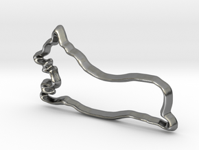 Corgi Running (outline) in Polished Silver