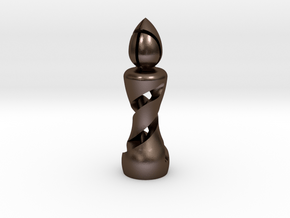 Chess Bishop in Polished Bronze Steel: Medium