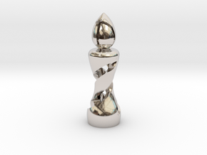 Chess Bishop in Rhodium Plated Brass: Medium