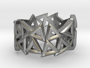 Scatter Triangle Ring in Natural Silver: 4 / 46.5