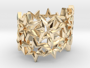 Scatter 6 Sided Stars Ring in 14k Gold Plated Brass: 4 / 46.5