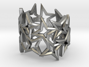 Scatter 4 Sided Stars Ring in Natural Silver: 4 / 46.5