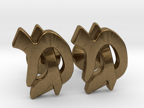 Hebrew Monogram Cufflinks - "Mem Gimmel" in Natural Bronze