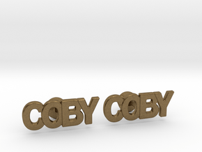 Custom Name Cufflinks - Coby in Natural Bronze