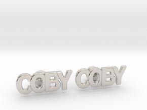 Custom Name Cufflinks - Coby in Platinum
