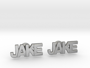 Custom Name Cufflinks - Jake in Natural Silver