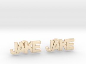 Custom Name Cufflinks - Jake in 14K Yellow Gold