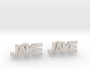 Custom Name Cufflinks - Jake in Platinum