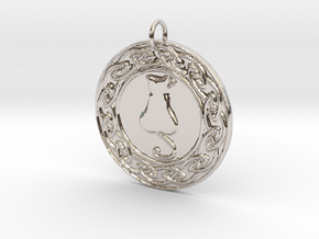 Celtic Cat Pendant in Platinum