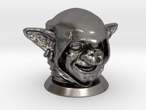 Goblin Head, Board Game Piece in Polished Nickel Steel