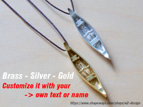 Silver-Canoe with your Text / Name in Polished Silver