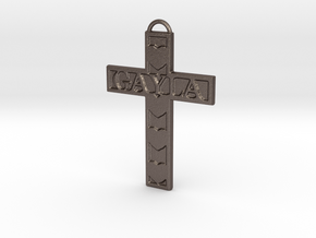 Gayla Cross Pendant in Polished Bronzed Silver Steel
