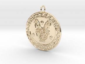 Maned Wolf Veve Pendant in 14K Yellow Gold