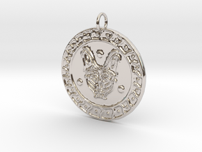 Maned Wolf Veve Pendant in Rhodium Plated Brass