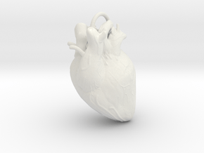 Heart pendant in White Natural Versatile Plastic: Small