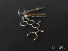 LSD 3D Printed Molecule Key Chain in Polished Bronzed Silver Steel