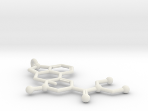LSD 3D Printed Molecule Key Chain in White Natural Versatile Plastic