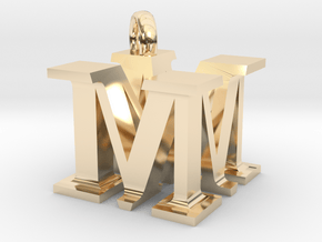 MM Monogram serifs  [pendant] in 14k Gold Plated Brass