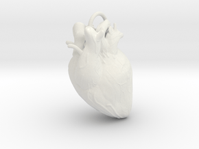 Heart pendant in White Natural Versatile Plastic: Extra Small