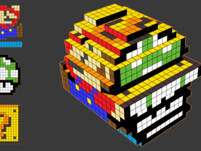 8-bit cutout (Super Mario Bros) in Full Color Sandstone