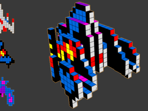 8-bit cutout (Galaga) in Full Color Sandstone