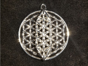 Flower Of Life w/ 15 Sephirot Tree of Life 1.5" in Polished Silver