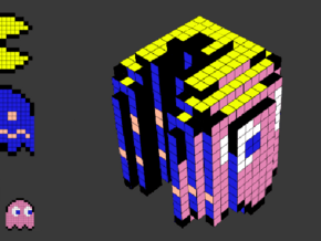 8-bit cutout (Pacman) in Full Color Sandstone
