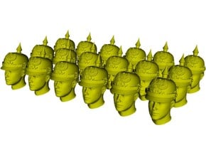1/33 scale figure heads w pickelhaube helmets x 18 in Tan Fine Detail Plastic