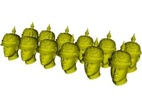 1/33 scale figure heads w pickelhaube helmets x 12 in Tan Fine Detail Plastic