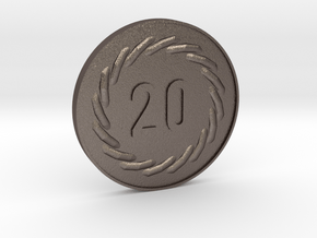 20 Coin in Polished Bronzed Silver Steel