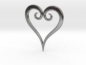 Minimalist Kingdom Hearts Pendant in Polished Silver