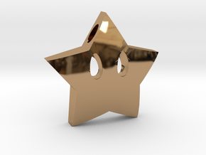 Mario's star  [pendant] in Polished Brass