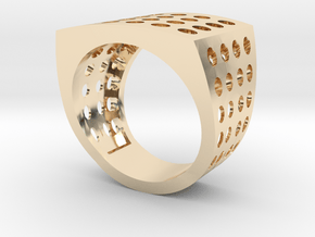 Chevalière Style Ring with Polka-Dots in 14k Gold Plated Brass: 5 / 49