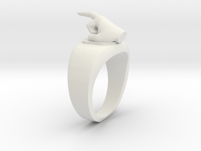 Middle Finger Ring Funny in White Natural Versatile Plastic: 1.5 / 40.5