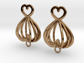 Open Heart Earrings in Precious Metals in Polished Brass