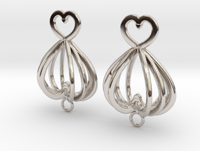 Open Heart Earrings in Precious Metals in Rhodium Plated Brass