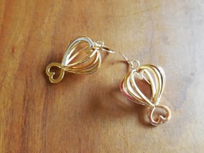 Open Heart Earrings in Precious Metals in 18k Gold Plated Brass