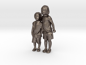 Scanned Children 10CM High in Polished Bronzed Silver Steel