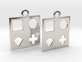 square earrings in Rhodium Plated Brass