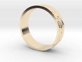 Lunar Landing Site Male (Thick) Moon Ring - Silver in 14k Gold Plated Brass: 13 / 69