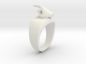 Middle Finger Ring Funny in White Natural Versatile Plastic: 8 / 56.75