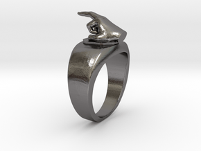 Middle Finger Ring Funny in Polished Nickel Steel: 10 / 61.5