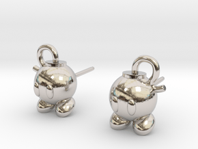 Bobomb Stud Earrings in Rhodium Plated Brass
