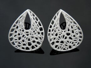 Enneper Voronoi Dream Earrings (3 sizes) in White Processed Versatile Plastic: Small