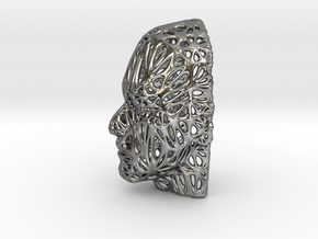 Male Voronoi Face in Fine Detail Polished Silver