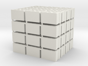 64 Hohlblocksteine (Cinder Blocks) (1 : 45) in White Natural Versatile Plastic