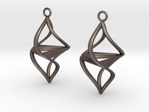 Twister earrings in Polished Bronzed Silver Steel