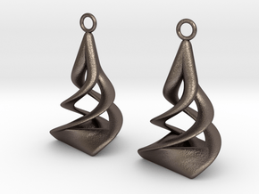Twist earrings in Polished Bronzed Silver Steel